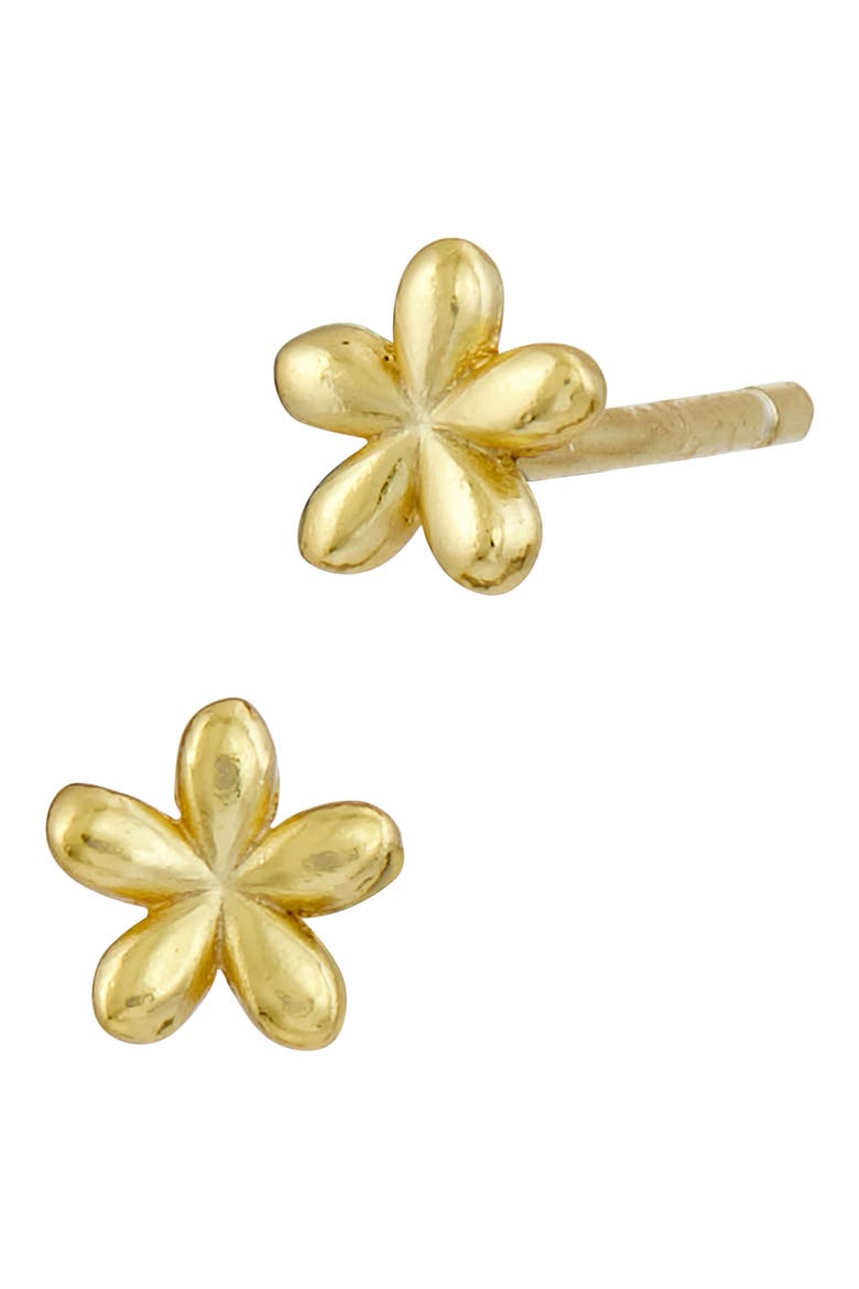 18K Gold Plate Sterling Silver Mini Flower Stud Earrings, Main, color, YELLOW