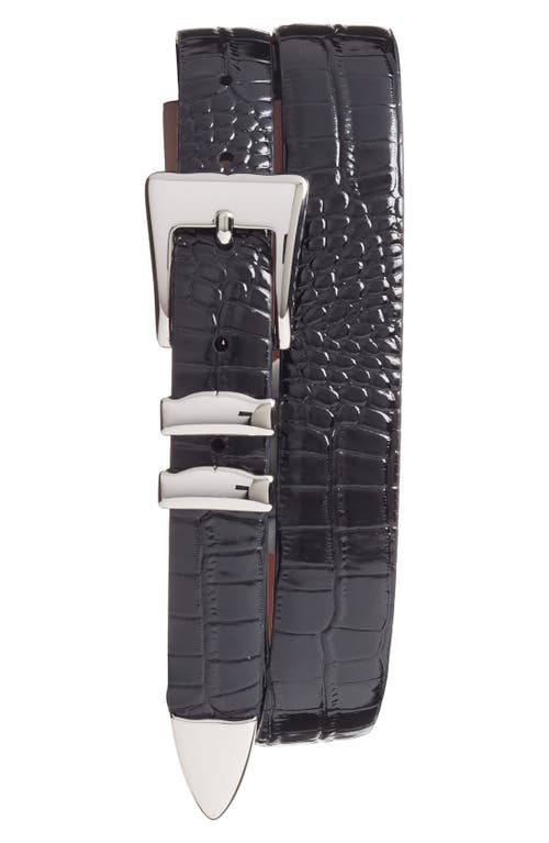 Torino Alligator Embossed Leather Belt in Black  product