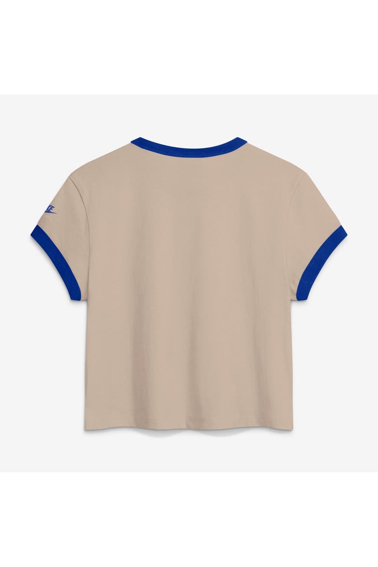 Women's Nike Cream Denver Broncos Rewind Ringer Mod Cropped T-Shirt, Alternate, color, Cream