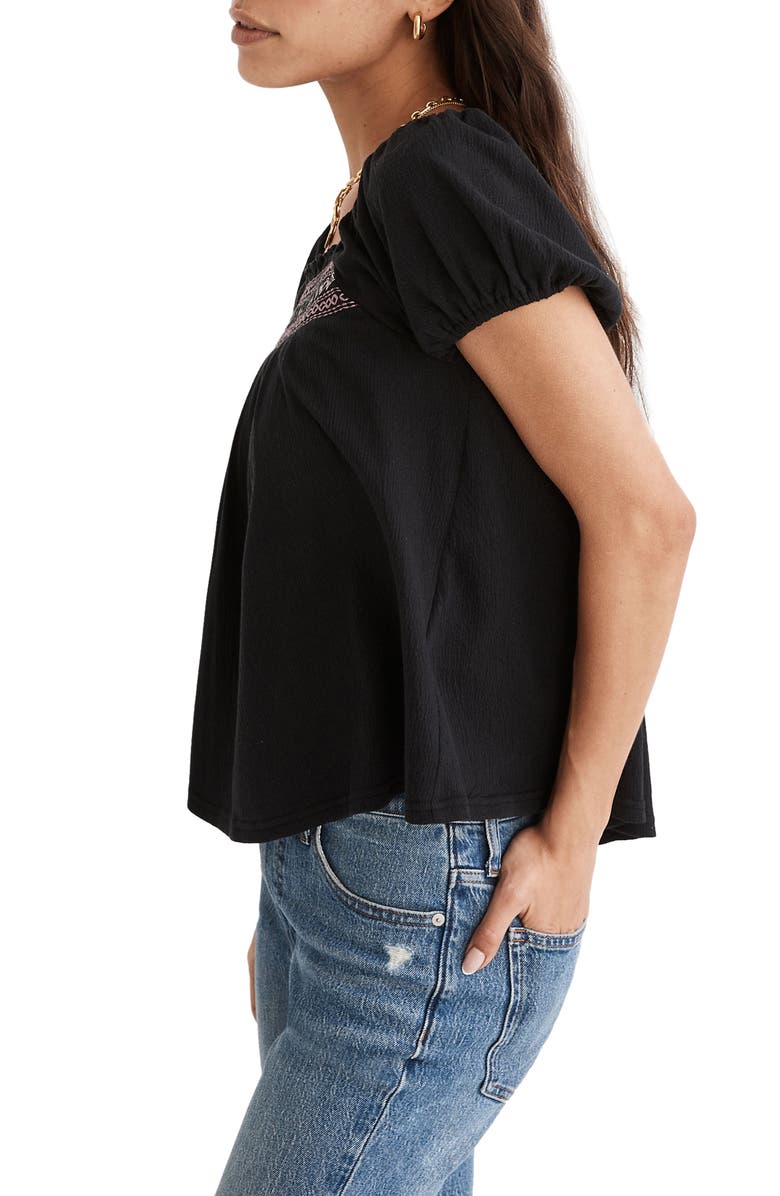 Madewell Embroidered Square Neck Top, Alternate, color, 
