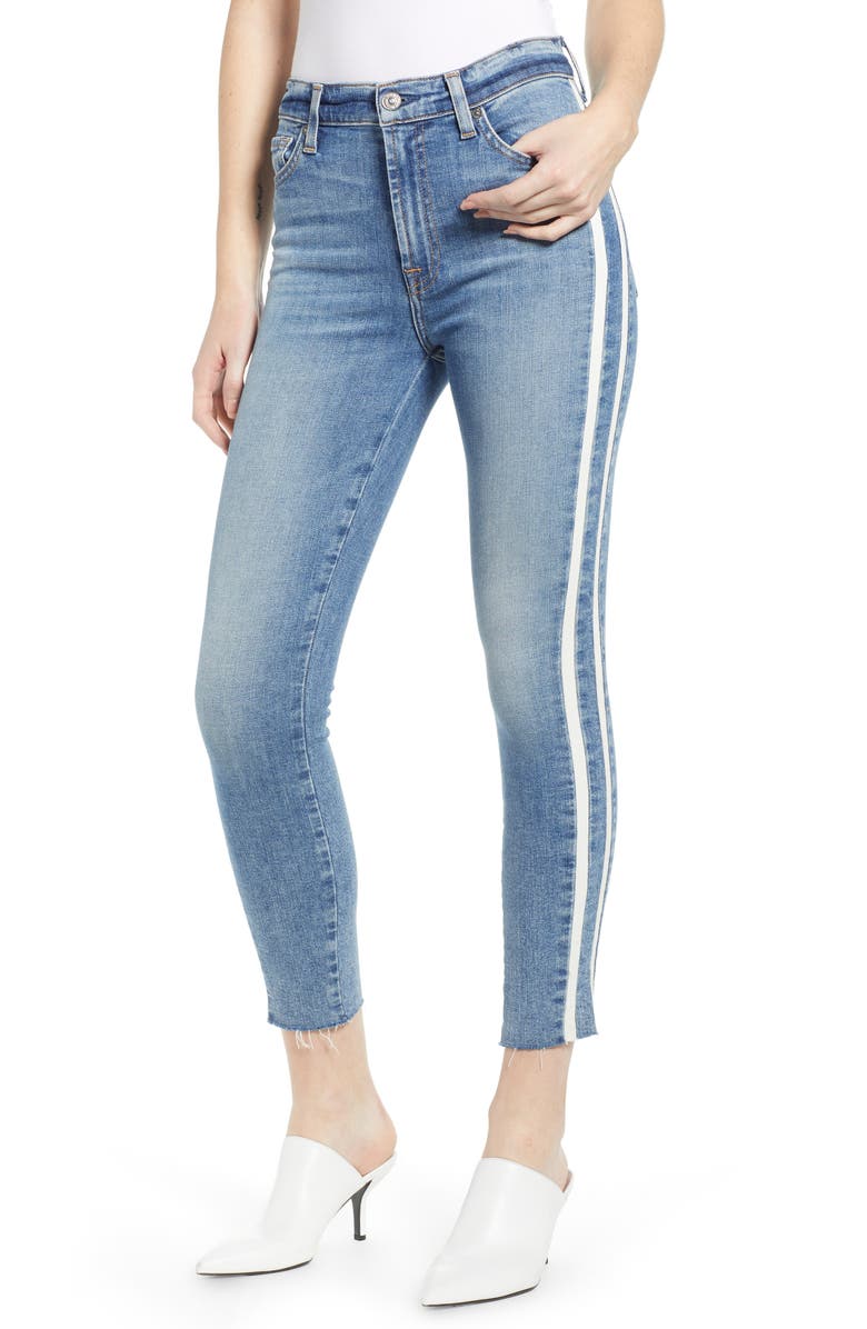 7 For All Mankind <sup>®</sup> Side Stripe Ankle Skinny Jeans, Main, color,