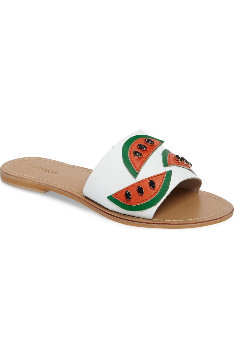 Topshop Happy Fruity Slide Sandal, Main, color,