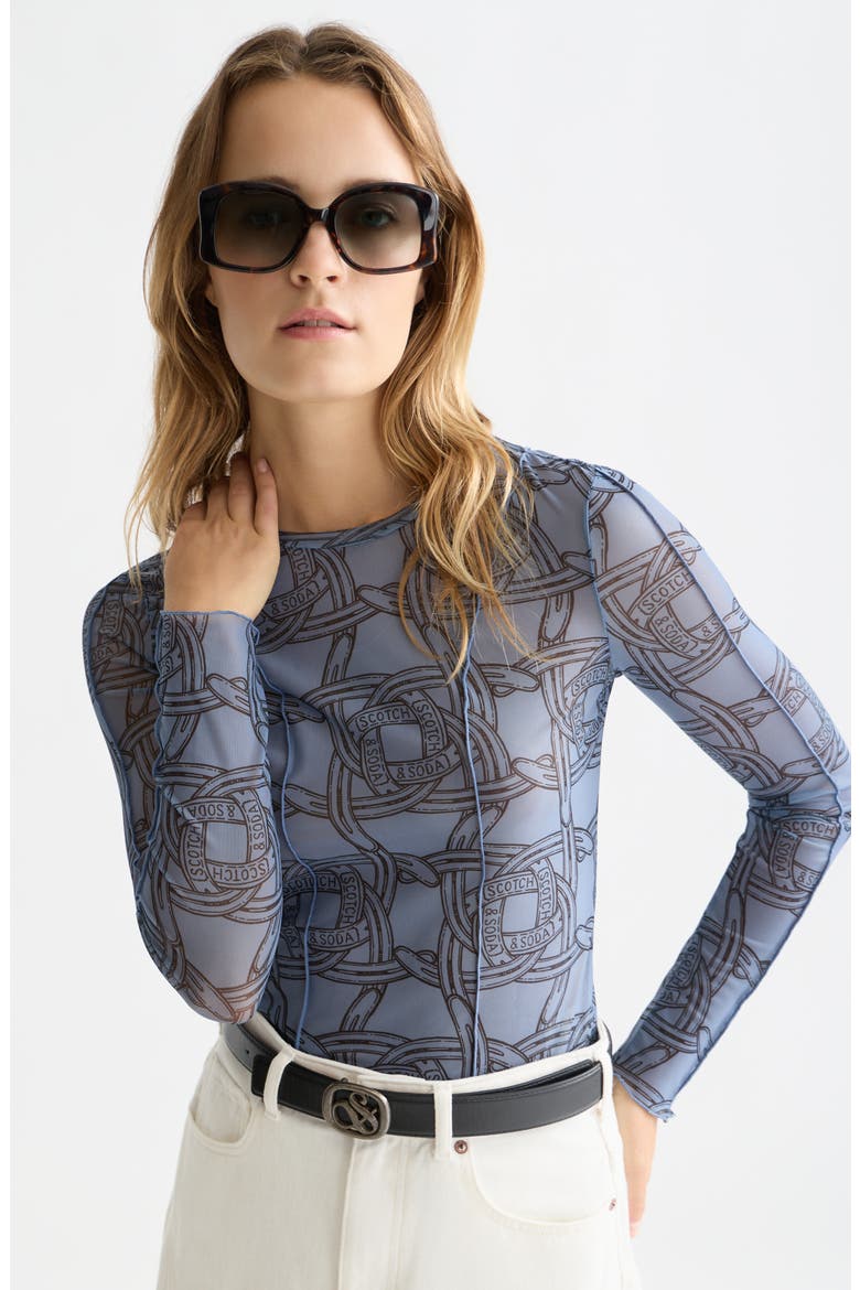 Printed Seamed Mesh Top, Alternate, color, HORSESHOES INFINITY