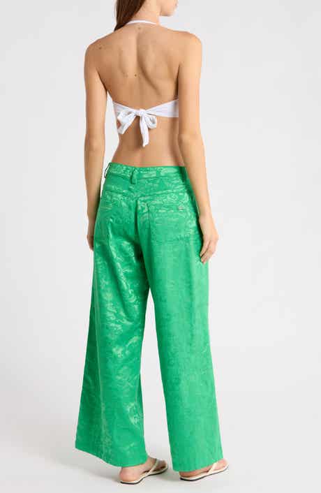 Kimchi Floral Jacquard Wide Leg Cover-Up Pants