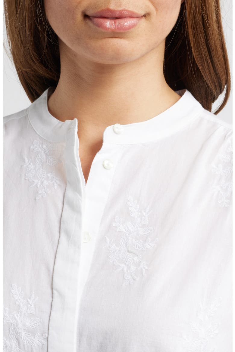Embroidered Cotton Button-Up Shirt, Alternate, color, WHITE