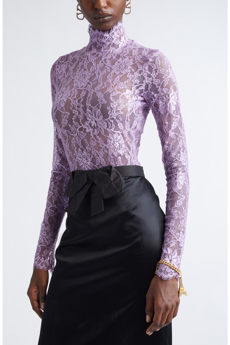 Sheer Lace Bodysuit, Alternate, color, PURPLE
