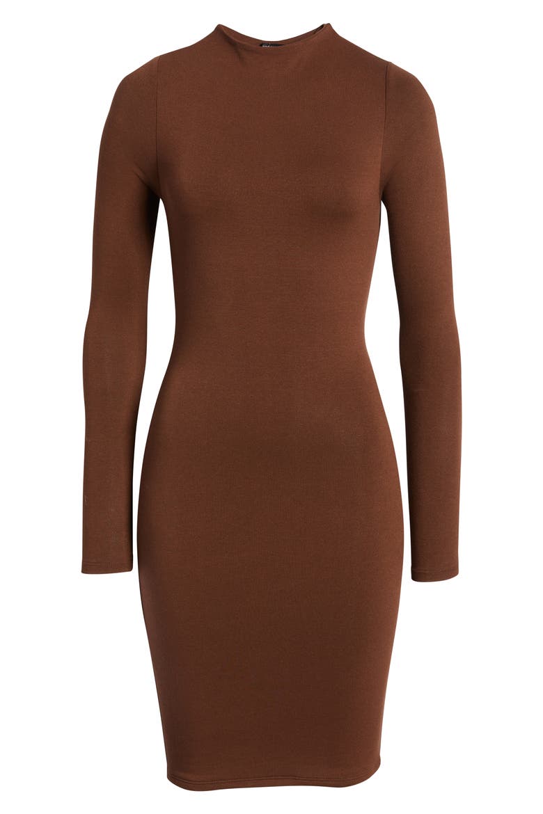 Long Sleeve Minidress, Alternate, color, CHOCOLATE