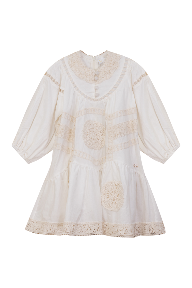 Woven Lace A-Line Dress, Main, color, Off White