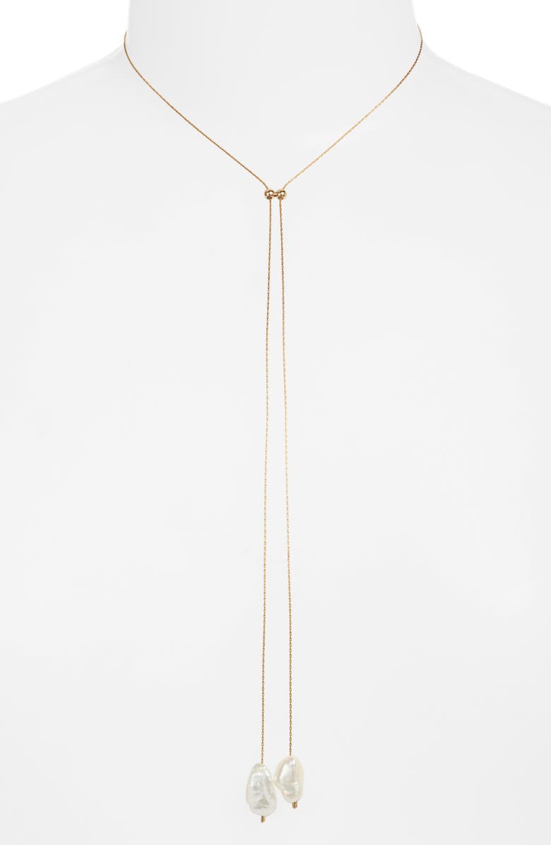 Set & Stones Elliatt Freshwater Pearl Lariat Necklace, Alternate, color, Gold