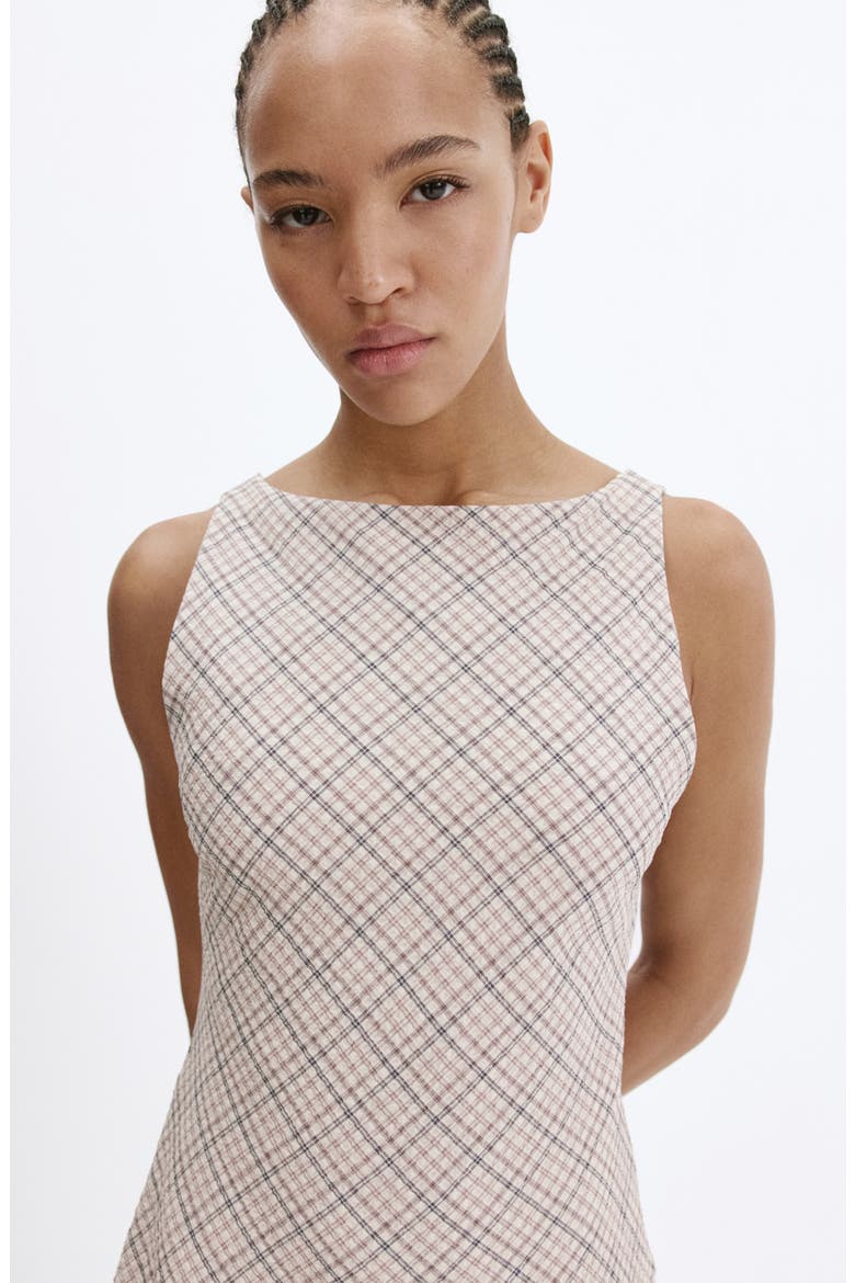 Fondi Plaid Open Back Minidress, Alternate, color, ECRU