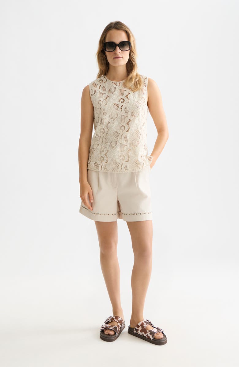Scotch & Soda Embellished High Waist Cotton Shorts, Alternate, color, Fog