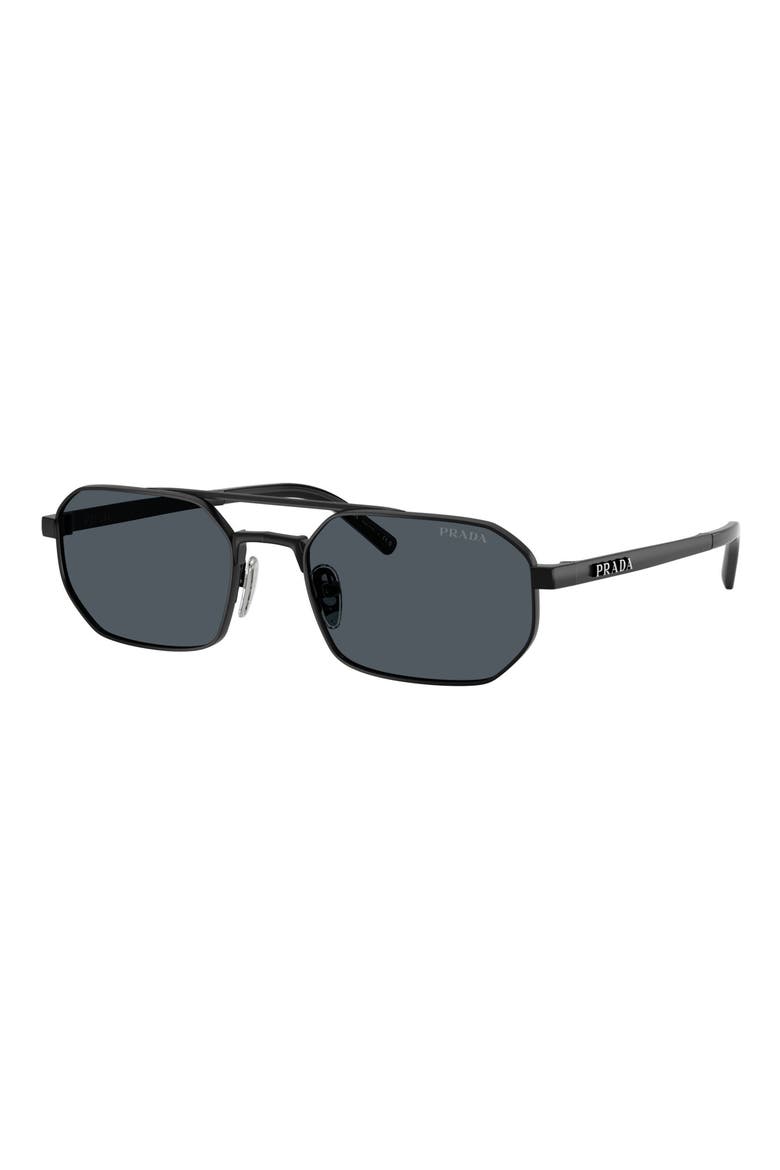 55mm Irregular Sunglasses, Alternate, color, SATIN BLACK / DARK GREY