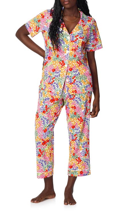 Print Stretch Organic Cotton Crop Pajamas (Regular & Plus)