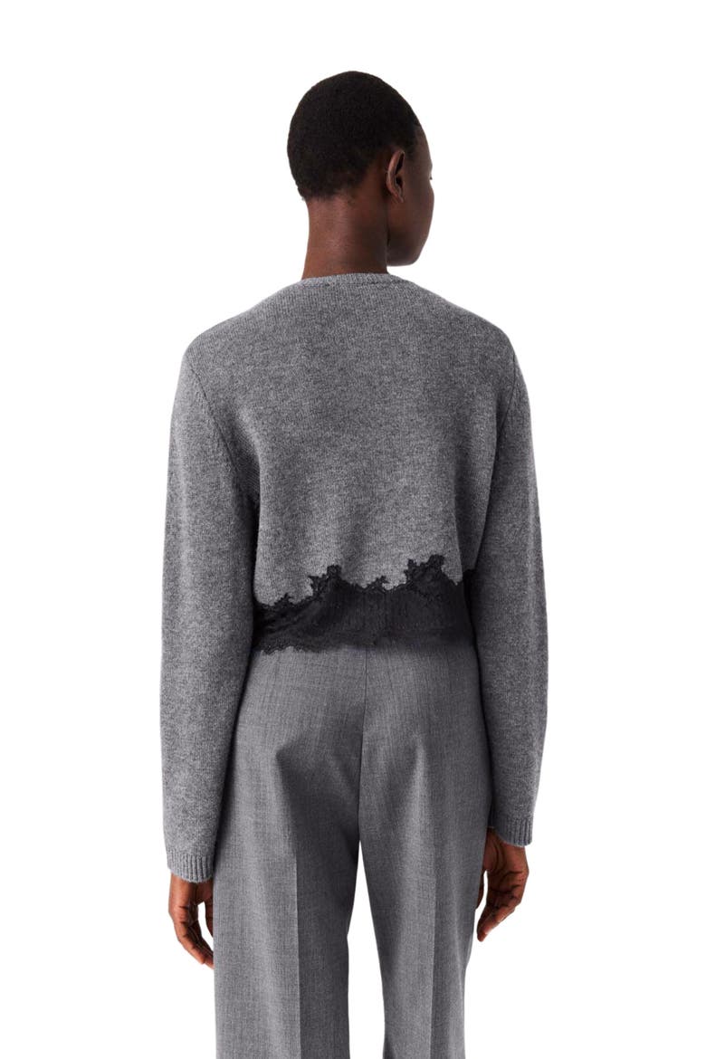 Twinset with lace trim, Alternate, color, Grey/black