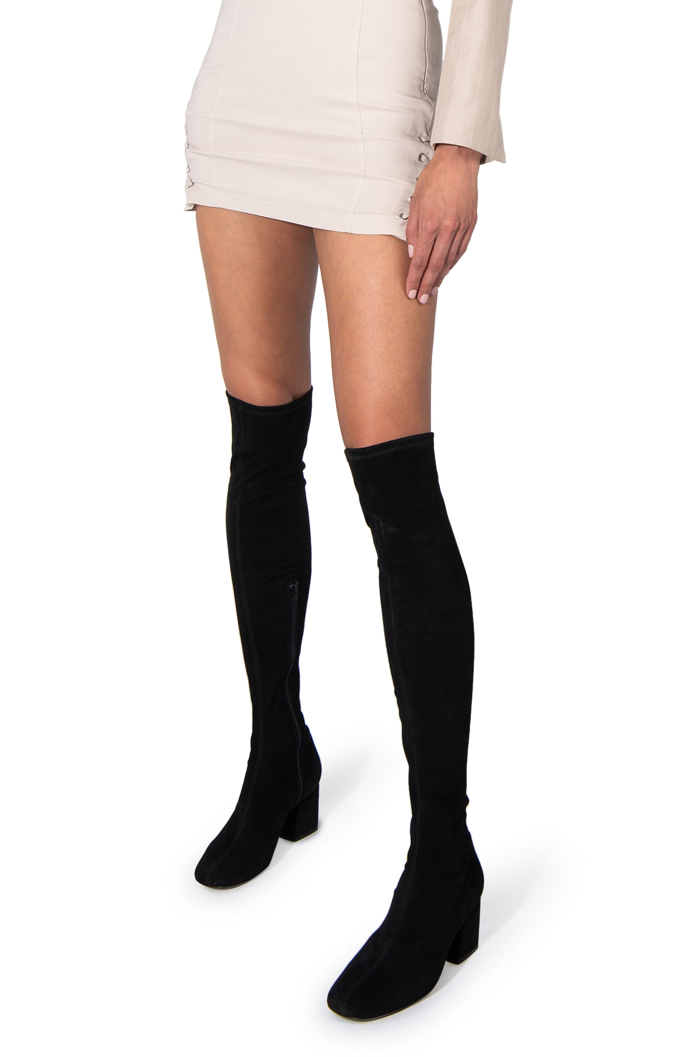 By Far Carlos Over the Knee Stretch Leather Boot, Alternate, color, 