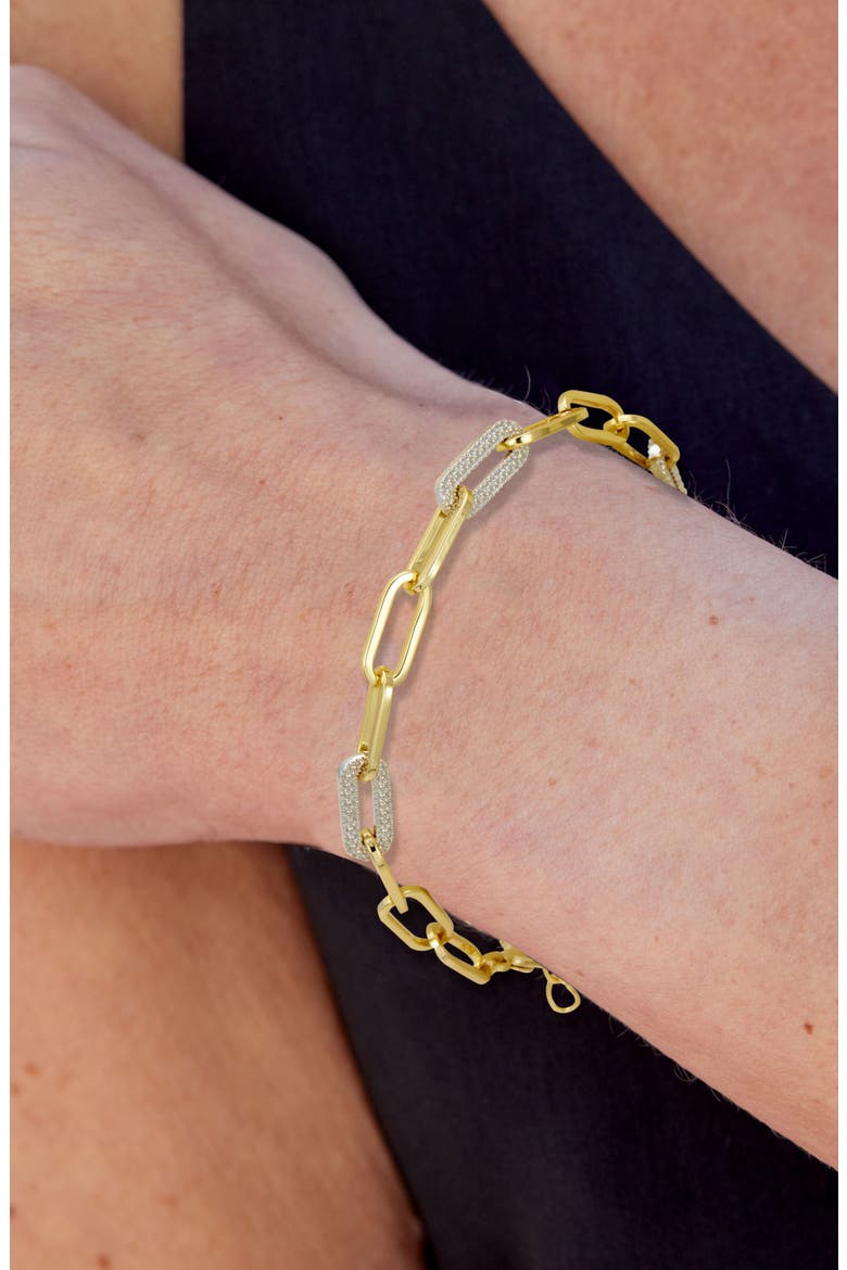 18K Gold Textured Paper Clip Link Bracelet, Alternate, color, YELLOW