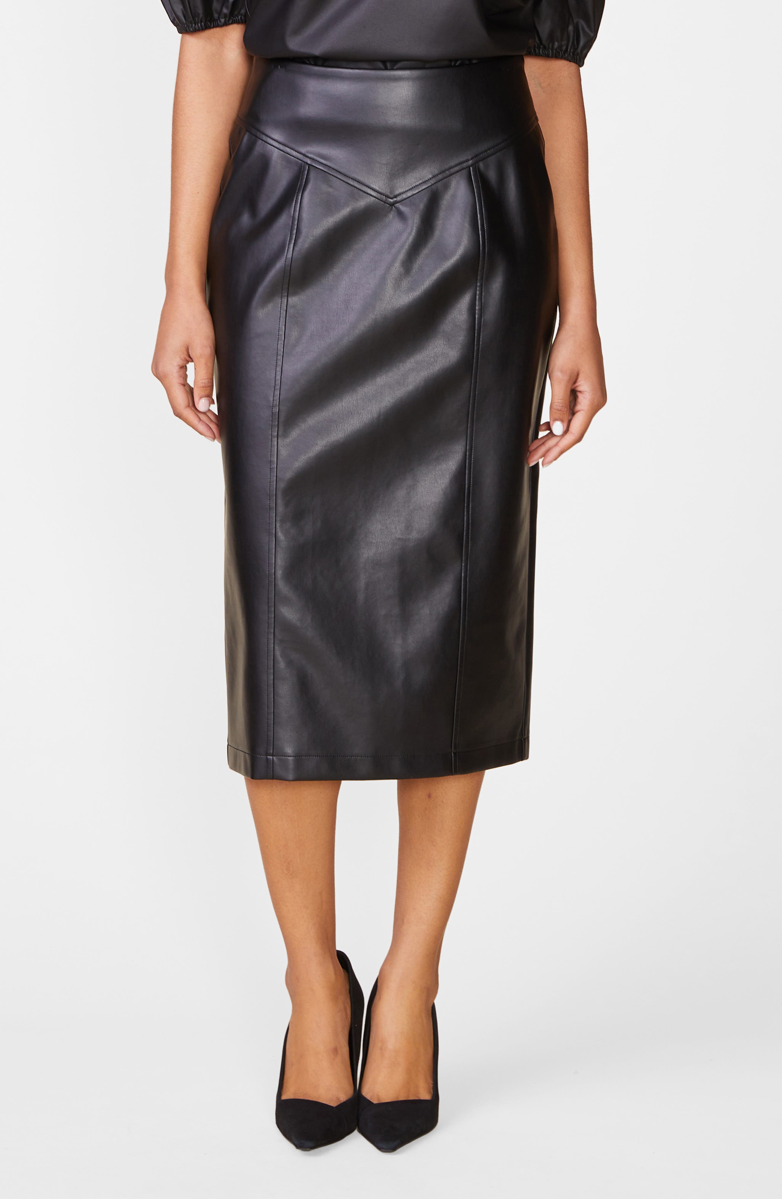Morrison Faux Leather Midi Skirt
