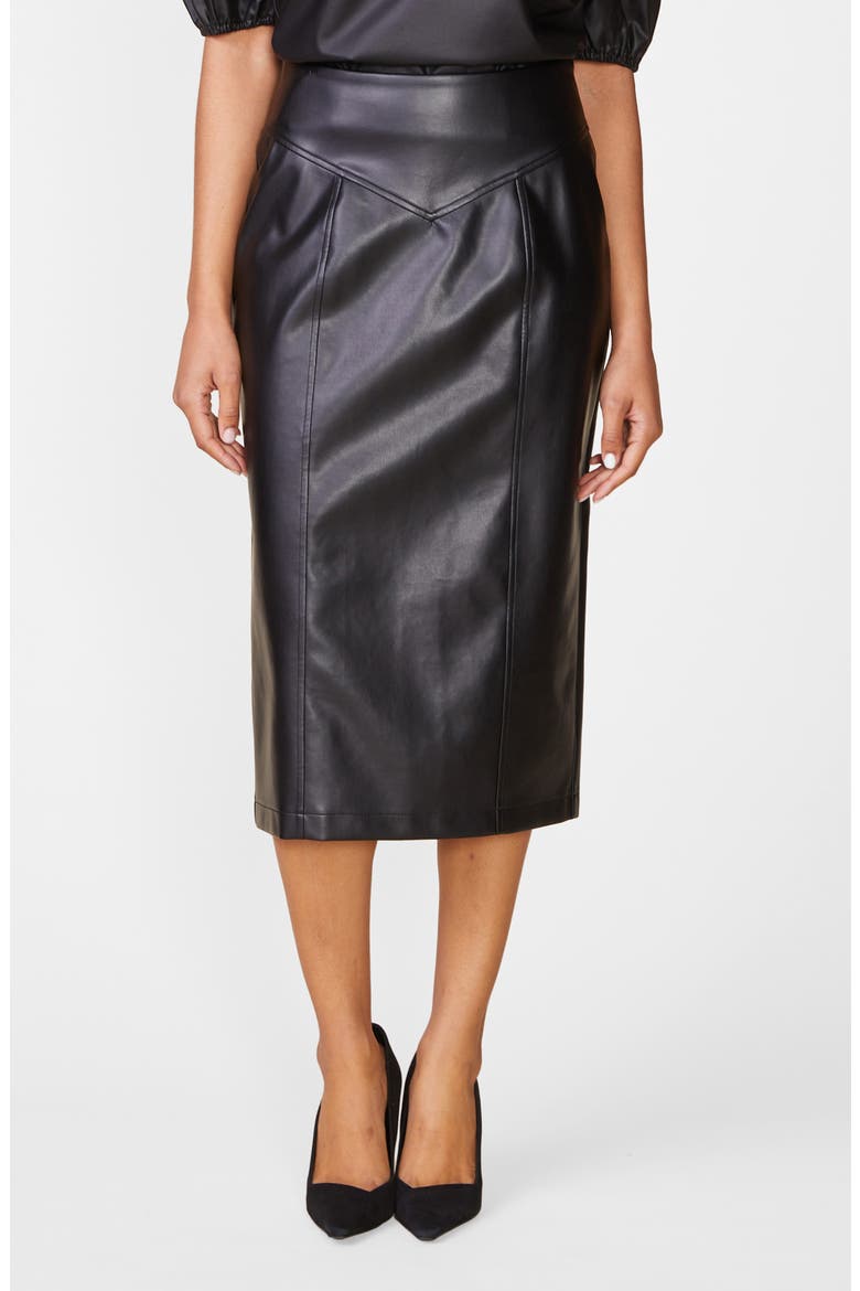 Morrison Faux Leather Midi Skirt, Main, color, BLACK