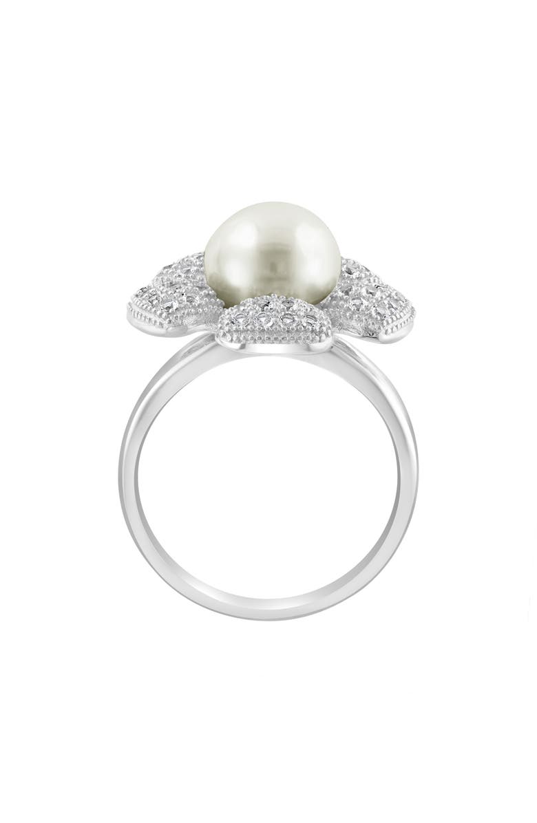 EFFY Cultured Pearl White Topaz Flower Ring, Alternate, color, 