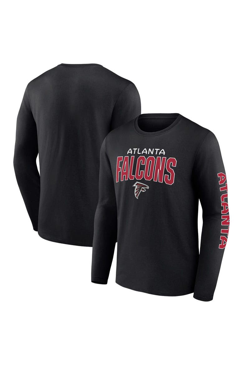 Men's Fanatics Branded Black Atlanta Falcons Wordmark Go the Distance Long Sleeve T-Shirt, Main, color, Black
