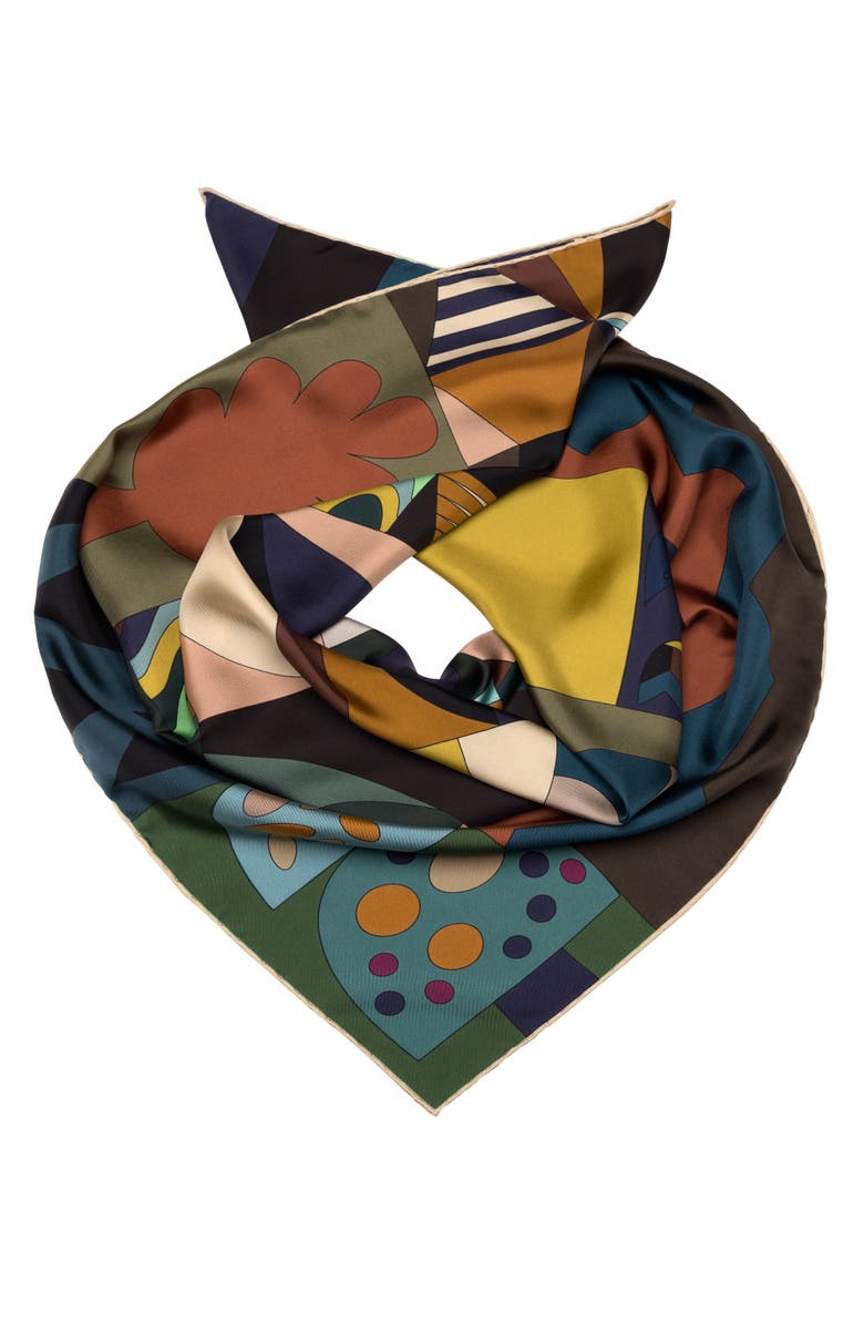 Elizabetta Olivia - Hand Rolled Large Silk Foulard for Women, Main, color, 