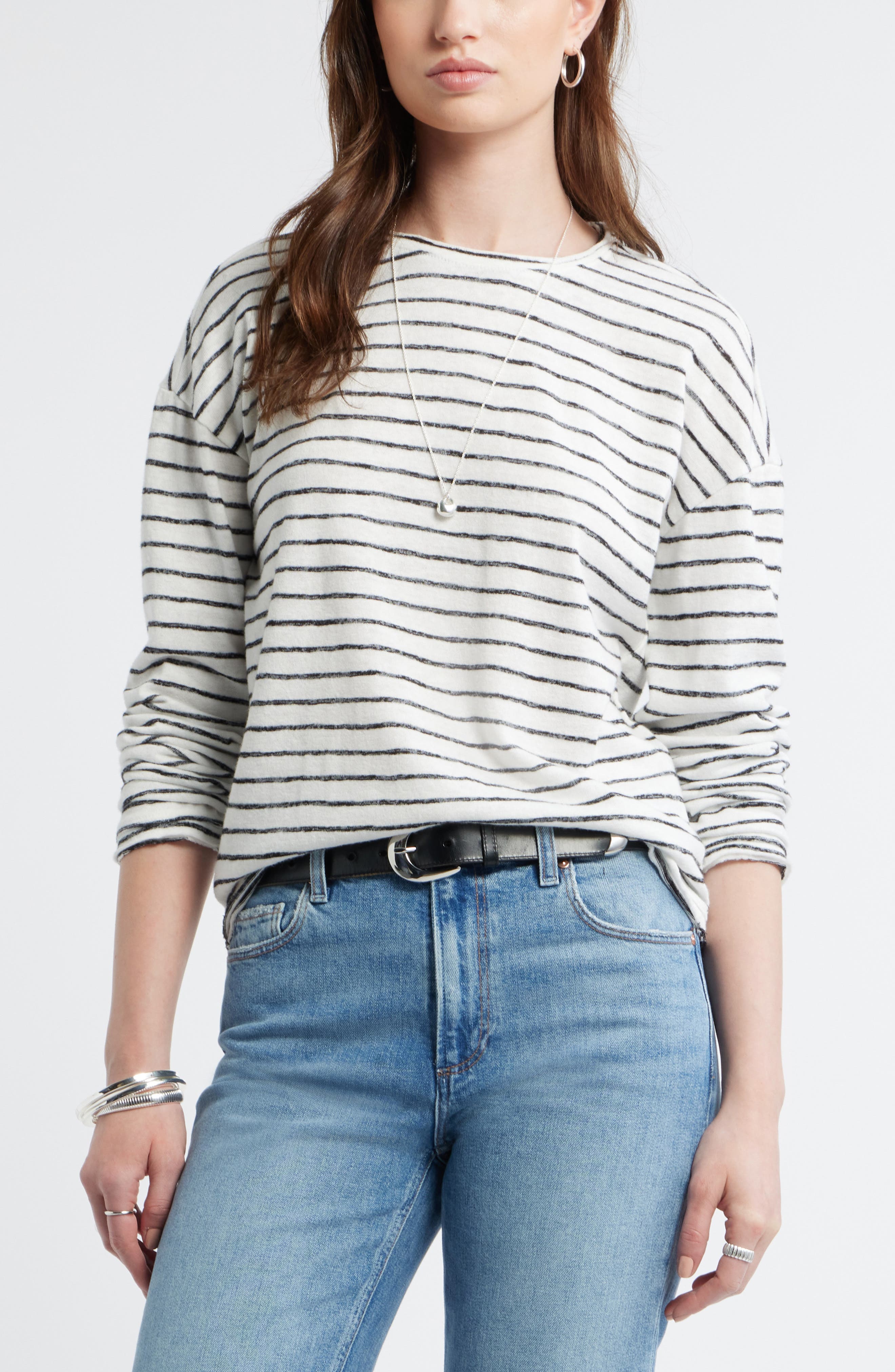selected IVORY- BLACK CARDY STRIPE