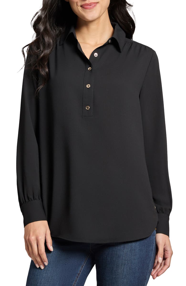 Jones New York Side Button Popover Tunic Top, Main, color, Jones Black