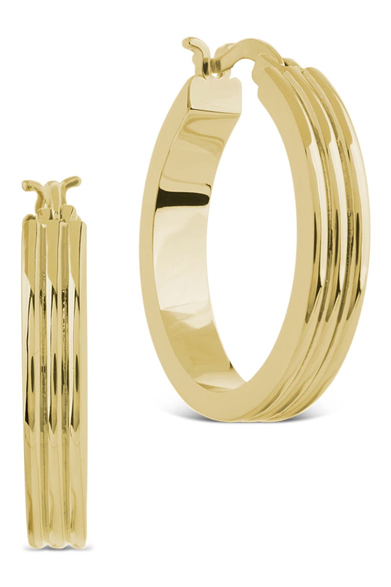 Hannah Ribbed Hoop Earrings, Main, color, GOLD