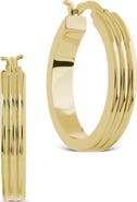 Sterling Forever Hannah Ribbed Hoop Earrings
