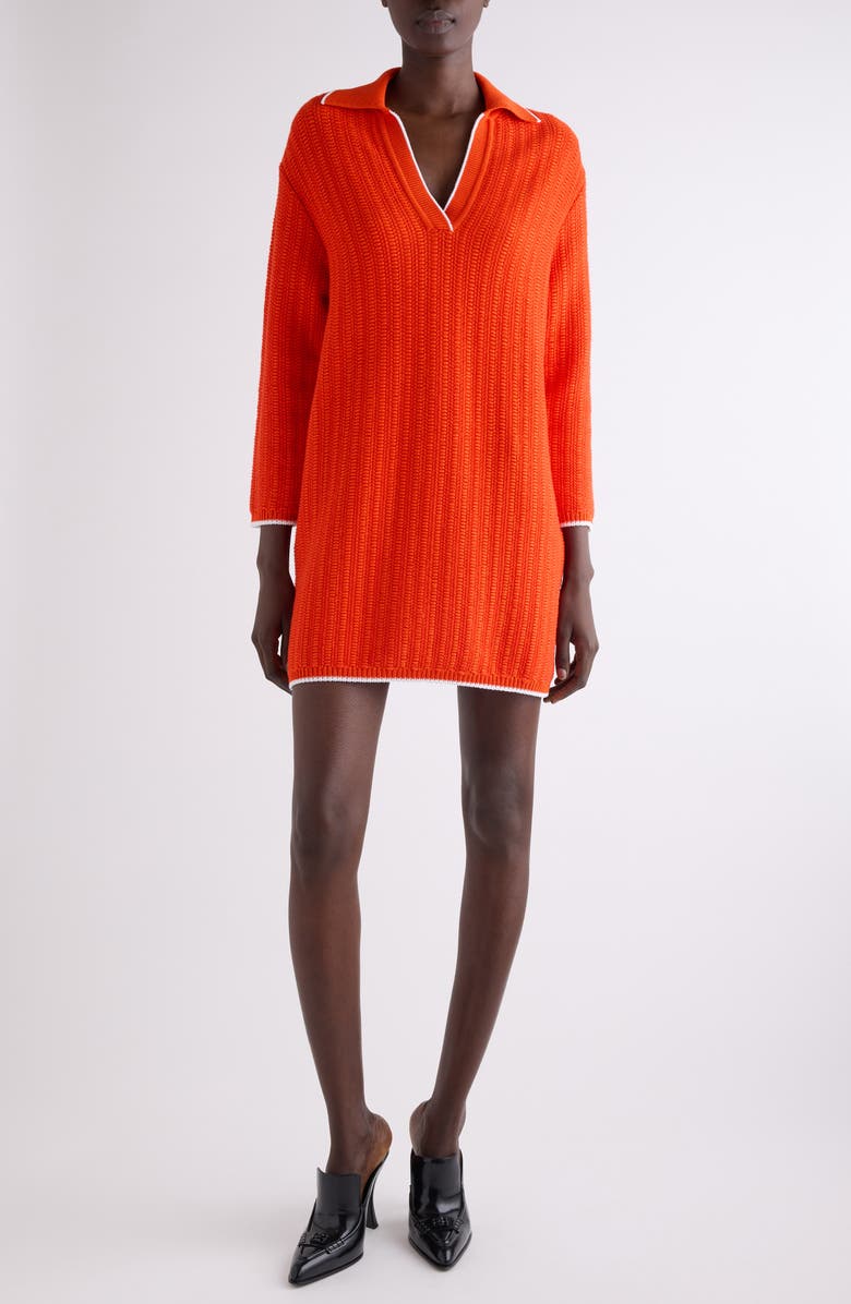 Givenchy Rib Polo Sweater Minidress, Main, color, Orange