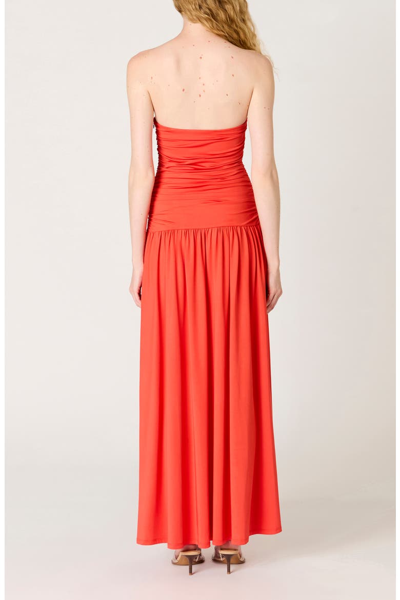 Santal Strapless Jersey Midi Dress, Alternate, color, CORAL