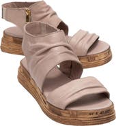 Forever & Always Shoes Lunas Leather Side-Zip Flat Heel Sandal