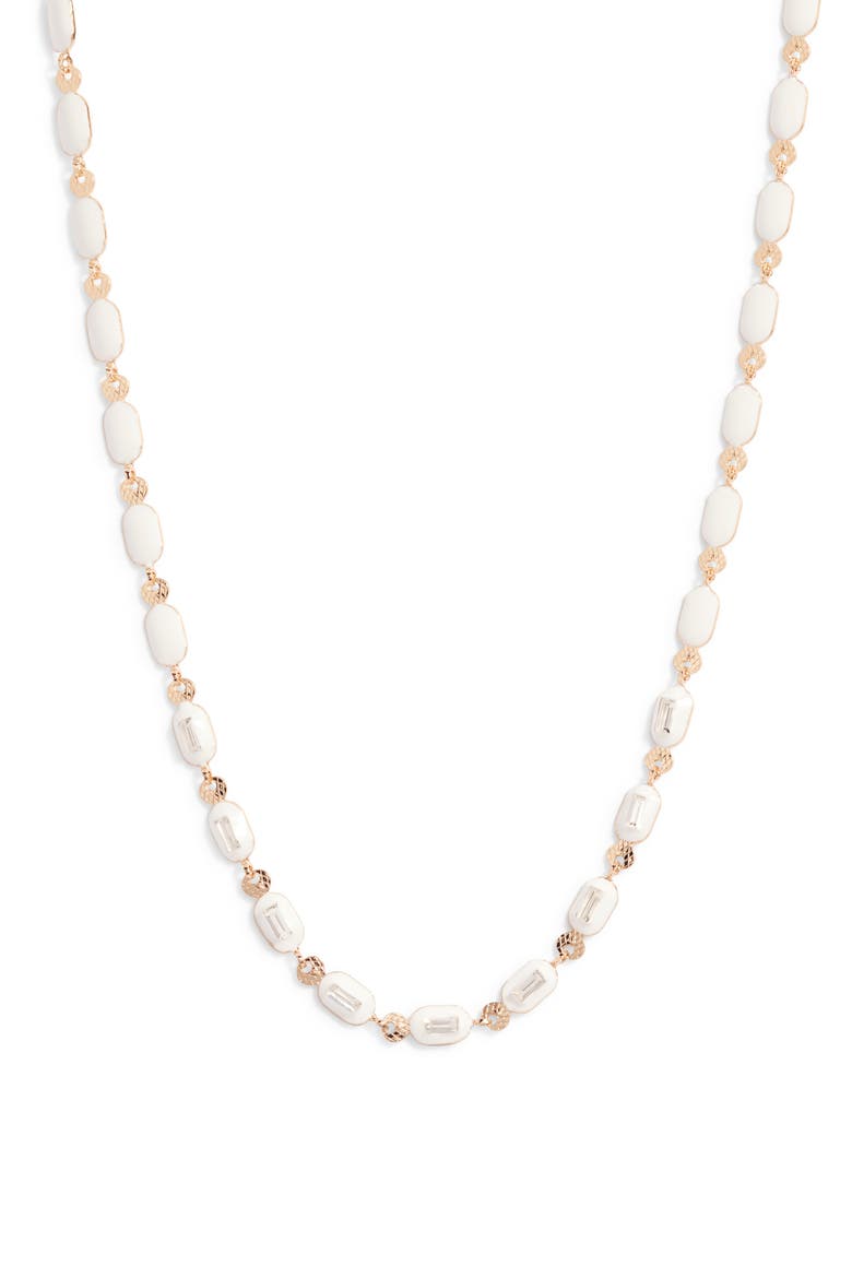 Crystal Accent Resin Necklace, Main, color, CLEAR- WHITE- GOLD