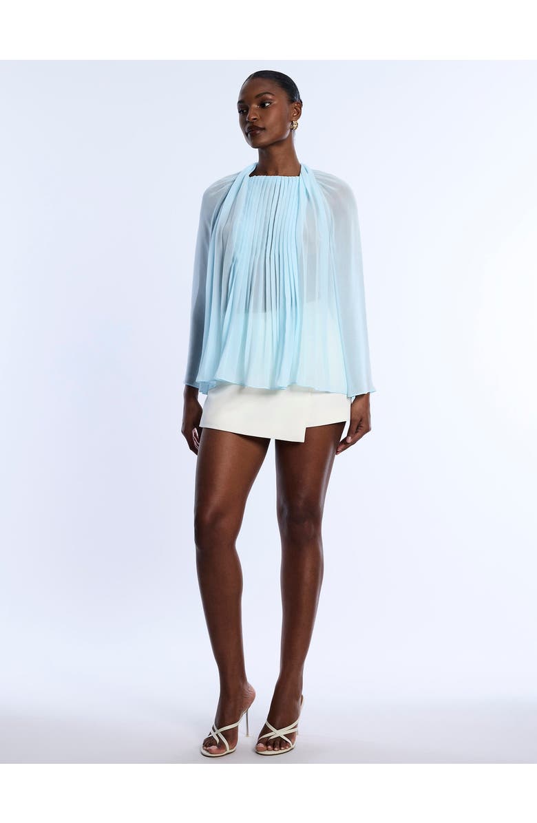 BCBGMAXAZRIA Pleated Sheer Blouse, Alternate, color, Seafoam