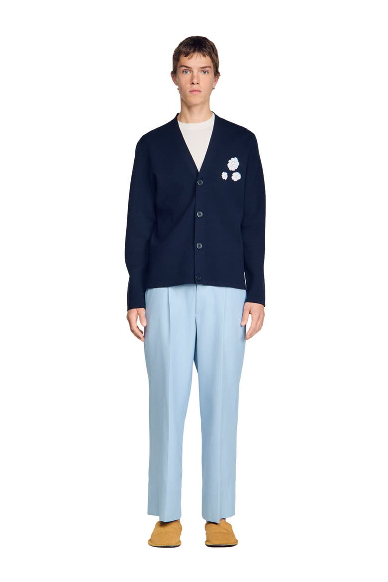 Cardigan with floral pattern, Main, color, Midnight blue