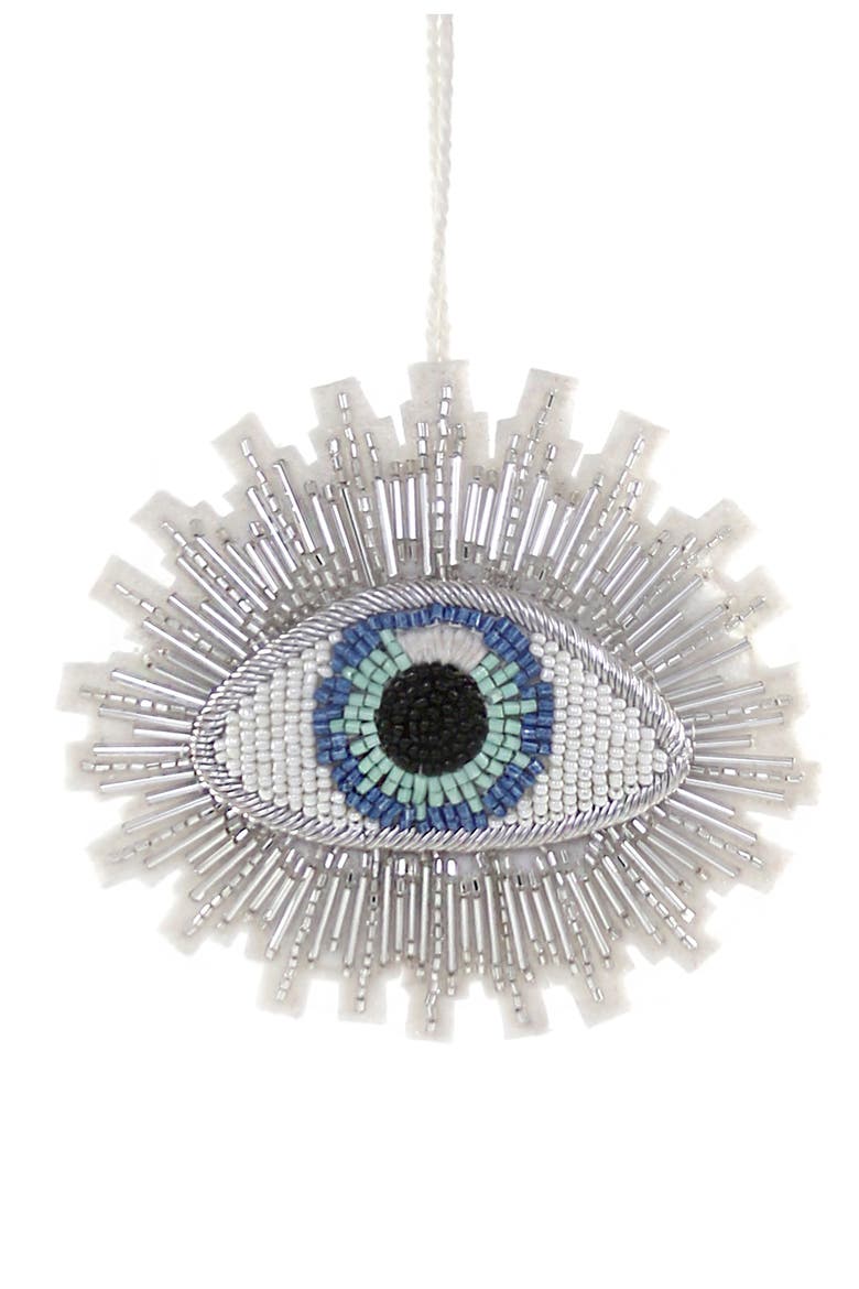 Tinsel Auga Burst Ornament, Main, color, WHITE MULTI