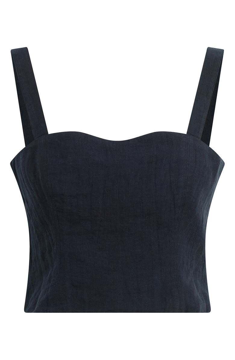 Favorite Daughter There For You Linen Crop Top, Alternate, color, Navy