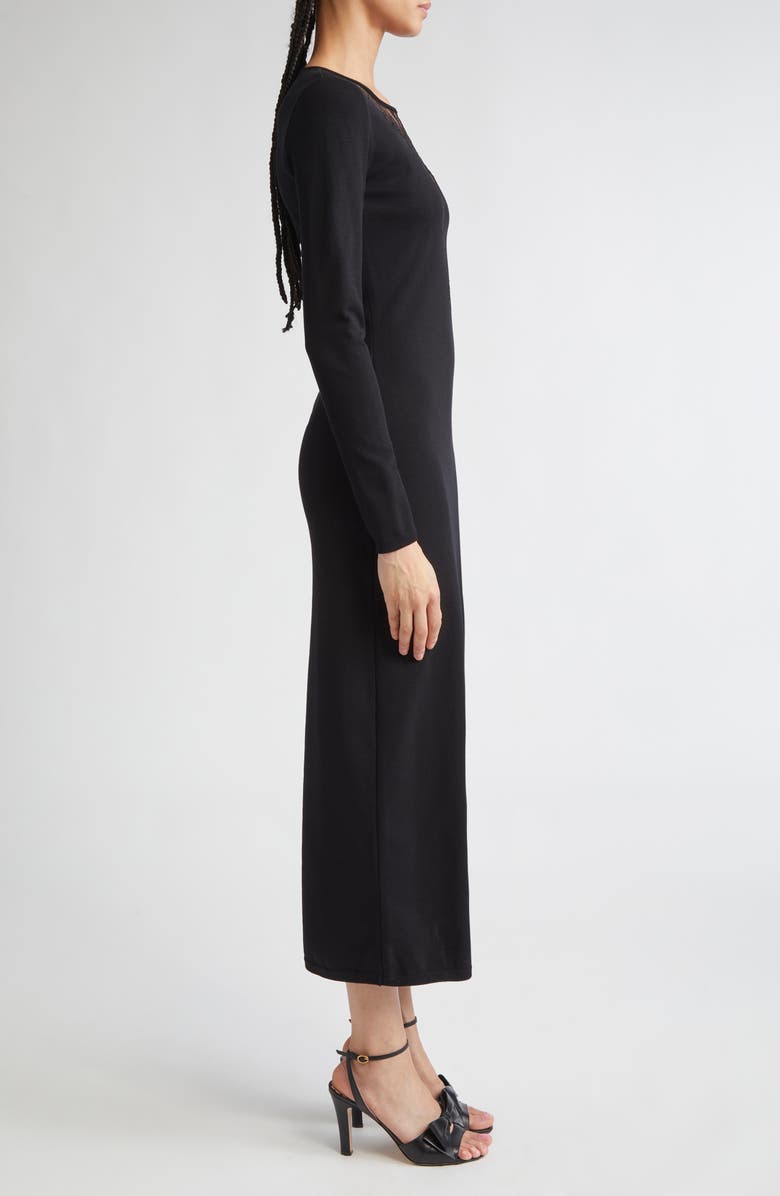 Giambattista Valli Lace Detail Long Sleeve Knit Dress, Alternate, color, Black