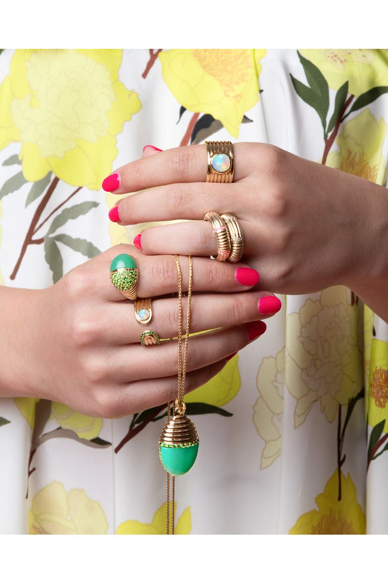 Found Cap Cocktail Ring, Alternate, color, Chrysoprase & Tsavorite-Gold