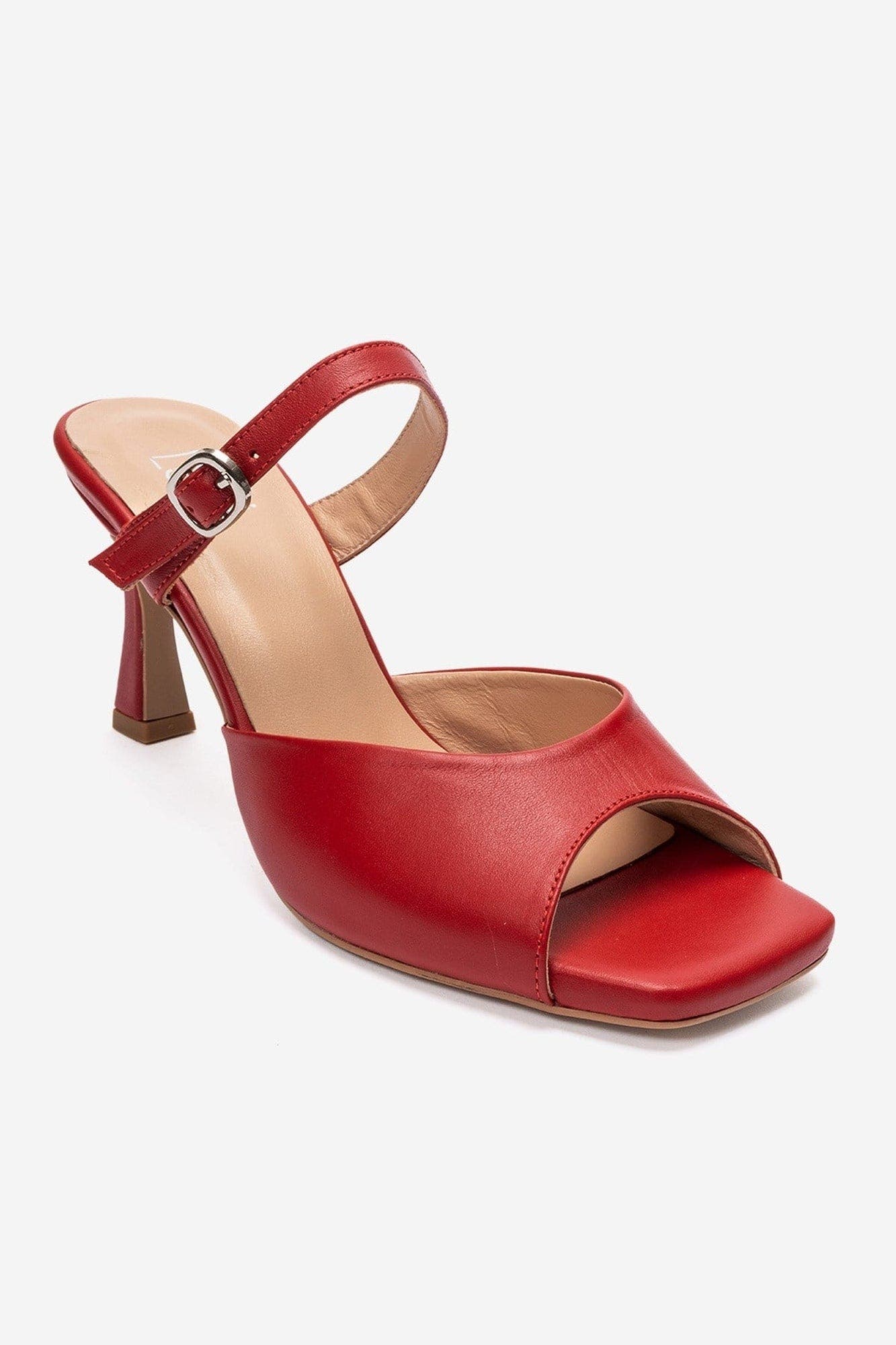 Urael Leather Stiletto Strap Sandal, Alternate, color, Red