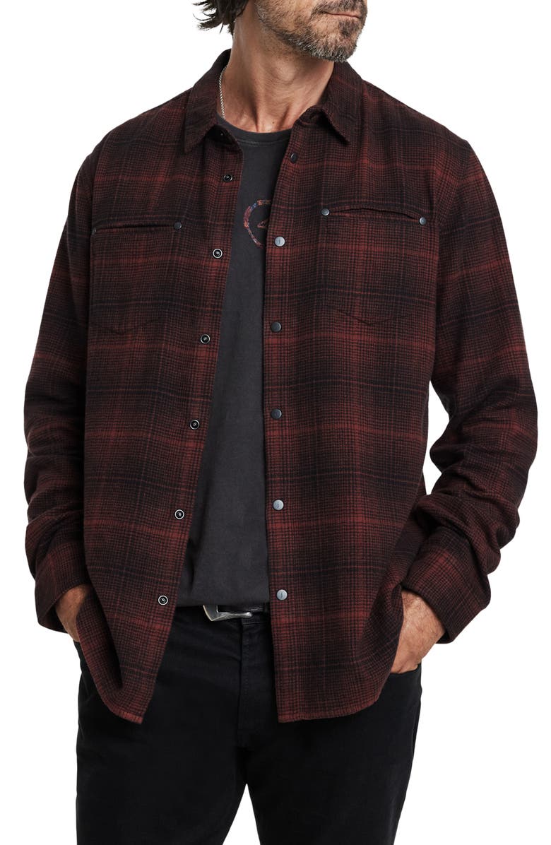 John Varvatos Dario Brushed Cotton Flannel Button-Up Shirt, Main, color,