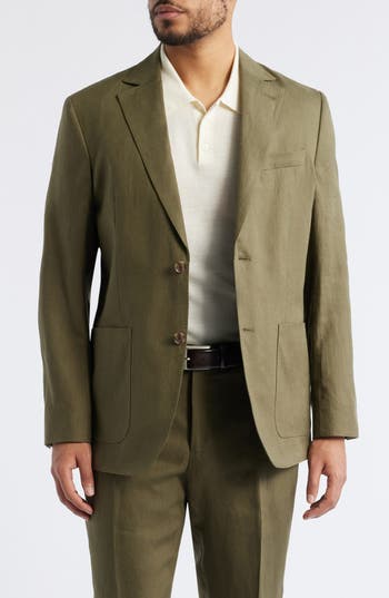 Nordstrom Henrik Trim Fit Solid Italian Linen Suit Separate Jacket In Green