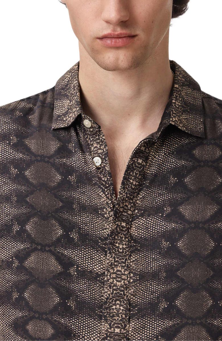 John Varvatos Loren Slim Fit Short Sleeve Button-Up Shirt, Alternate, color, Light Khaki