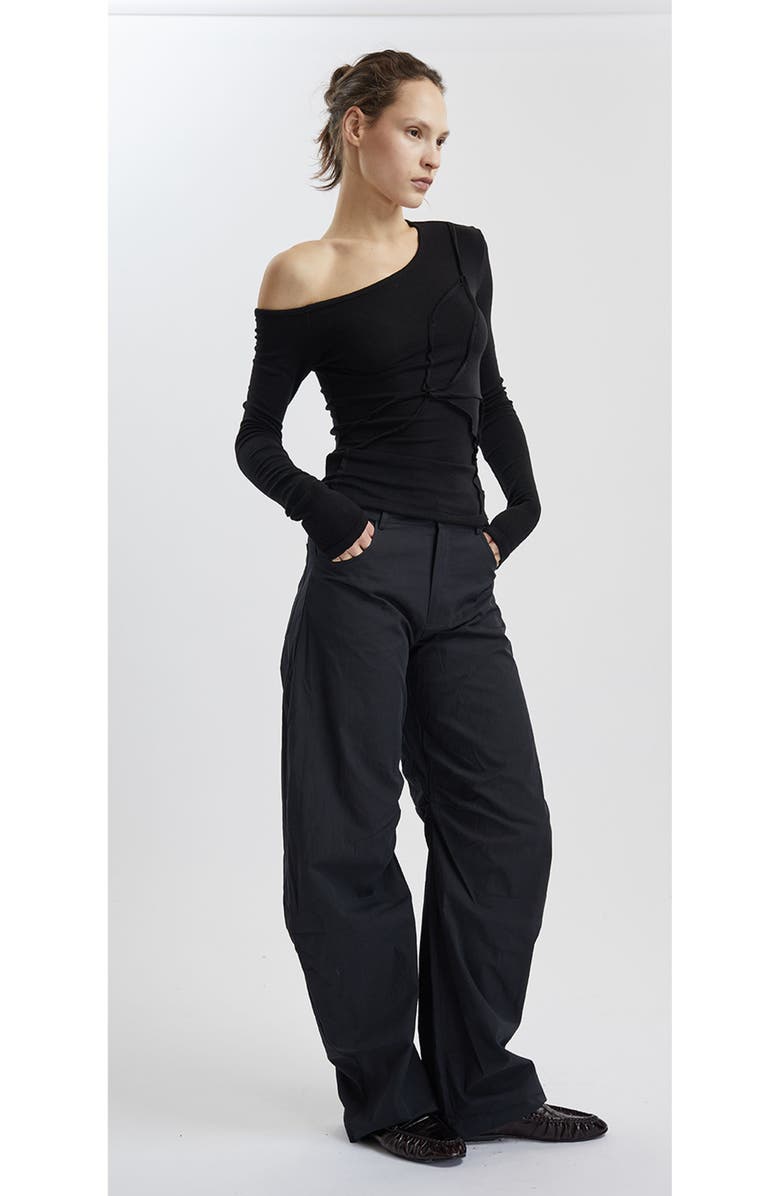 Mother of All Pepper Long Sleeved Off Shoulder T Shirt, Alternate, color, Black