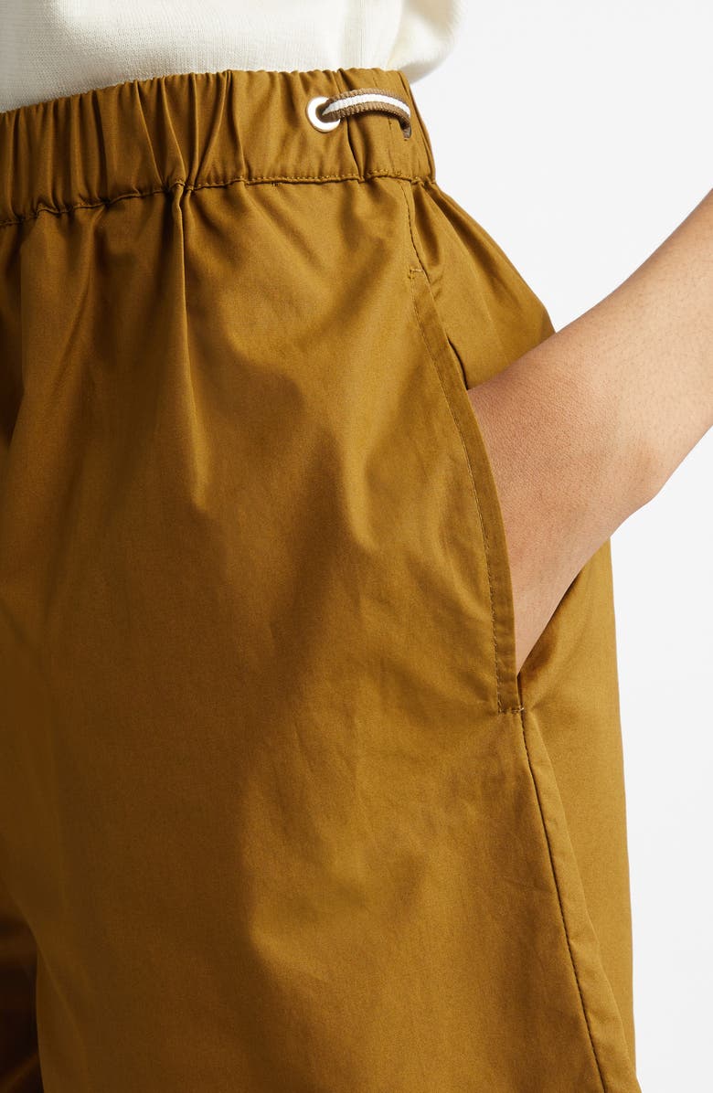 Max Mara Haway Elastic Waist Cotton Poplin Shorts, Alternate, color, Olive Green