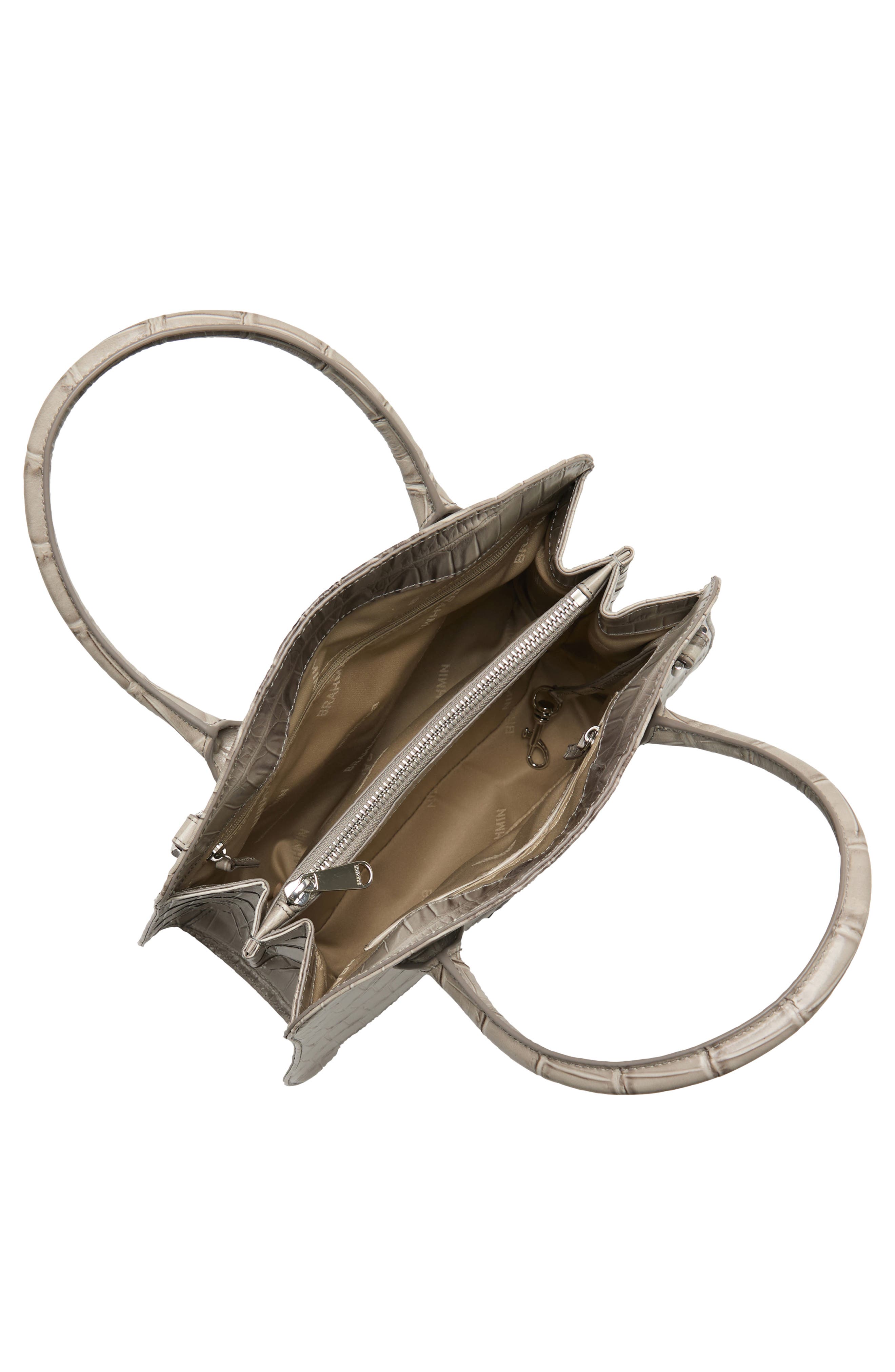 Brahmin Rosetta Croc Embossed Leather Satchel, Alternate, color, Mindful Grey