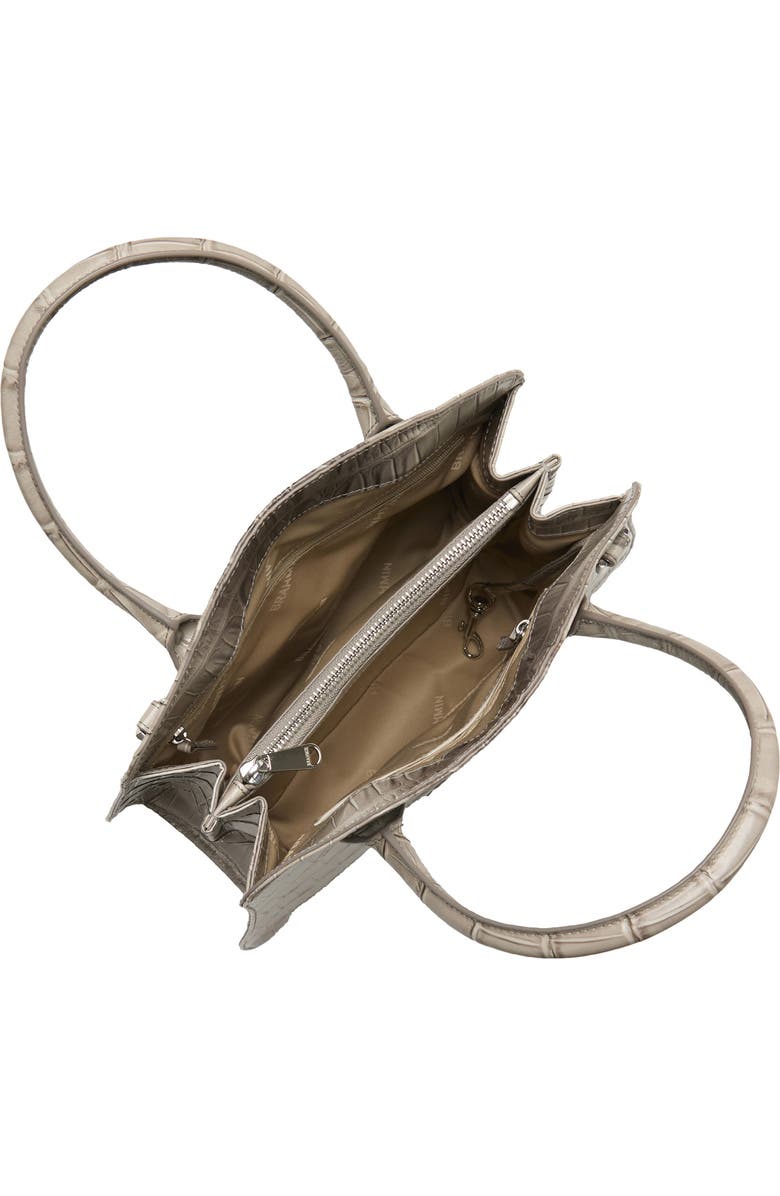 Brahmin Rosetta Croc Embossed Leather Satchel, Alternate, color, Mindful Grey