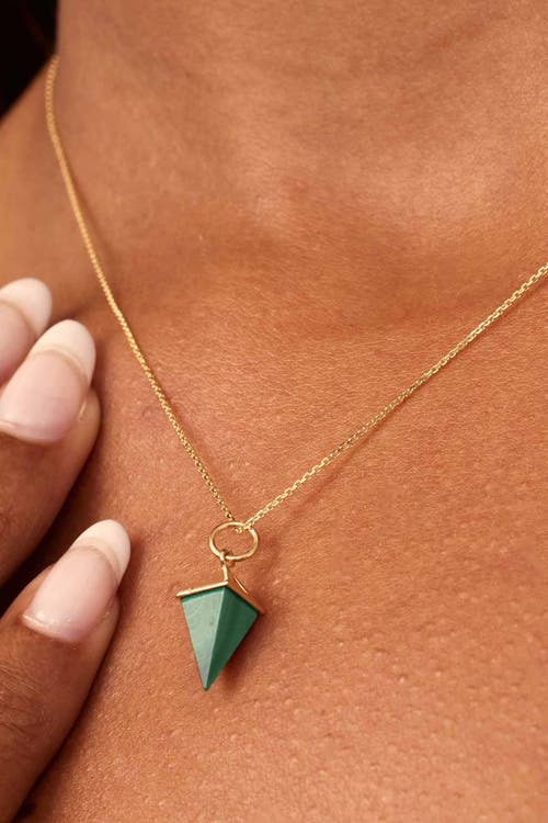 Oradina 14k Gold Prism Point Pendant Charm In Gold - Green Malachite