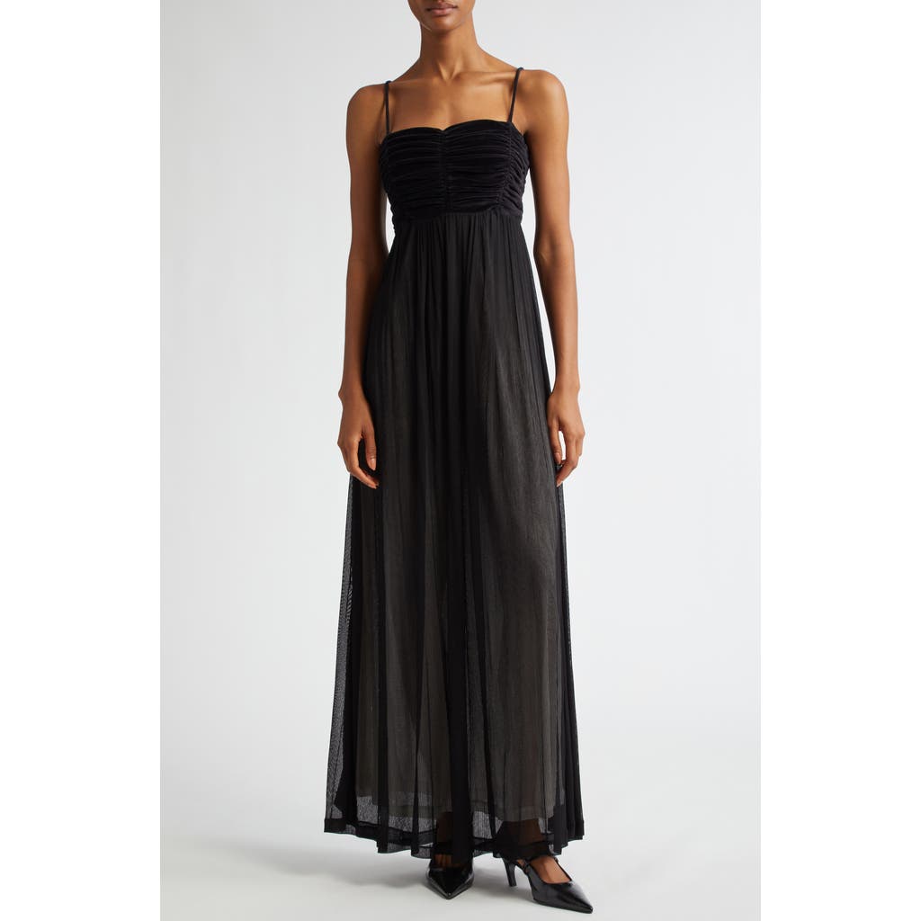 BITE Studios Semisheer Ruched Mixed Media Dress in Black