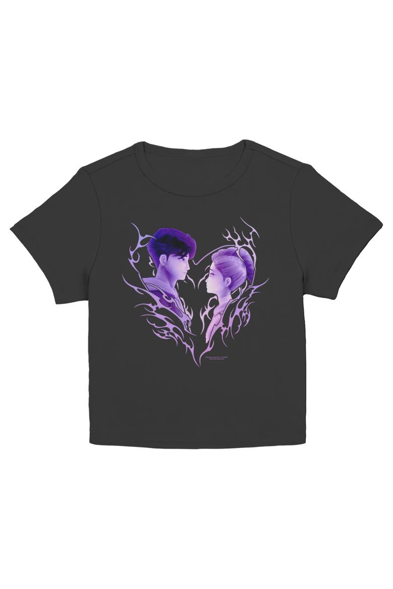 Junior's KPop Demon Hunters Jinu and Rumi Heart  Graphic T-Shirt, Main, color, Black